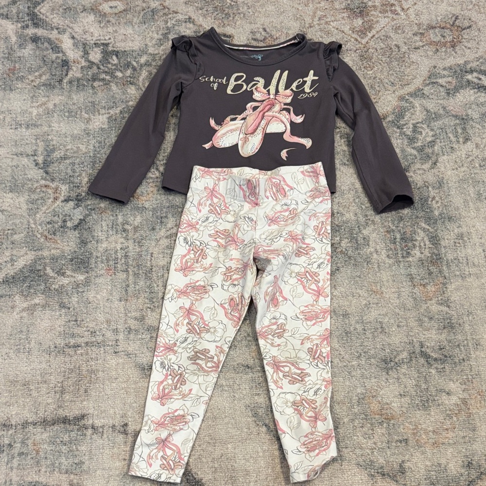 Girls Ballet Themed Outfit with Leggings